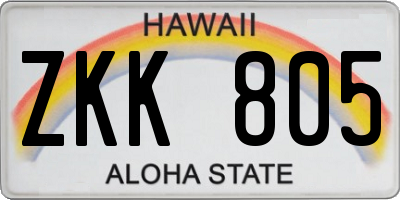 HI license plate ZKK805