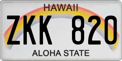 HI license plate ZKK820