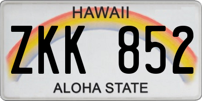 HI license plate ZKK852