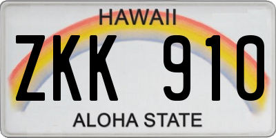 HI license plate ZKK910