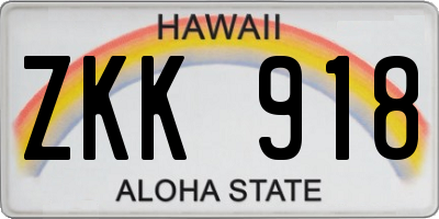 HI license plate ZKK918