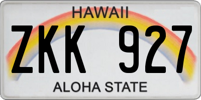 HI license plate ZKK927