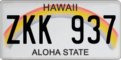 HI license plate ZKK937