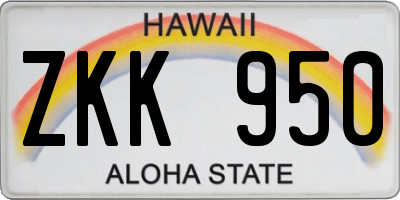 HI license plate ZKK950
