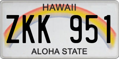 HI license plate ZKK951