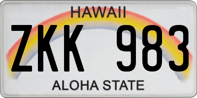 HI license plate ZKK983