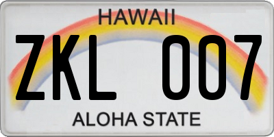 HI license plate ZKL007