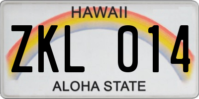 HI license plate ZKL014