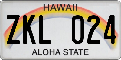 HI license plate ZKL024
