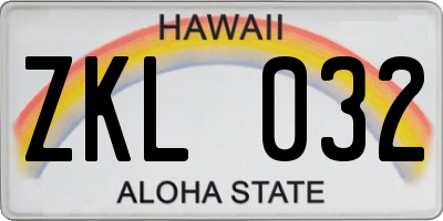 HI license plate ZKL032