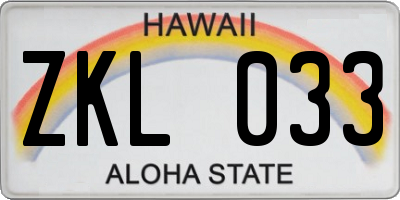 HI license plate ZKL033
