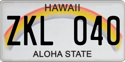 HI license plate ZKL040