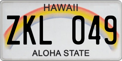HI license plate ZKL049