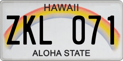 HI license plate ZKL071