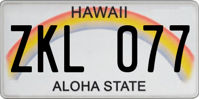 HI license plate ZKL077