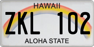 HI license plate ZKL102
