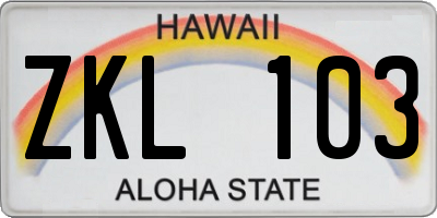 HI license plate ZKL103