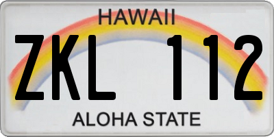HI license plate ZKL112