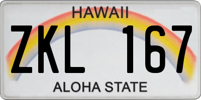 HI license plate ZKL167