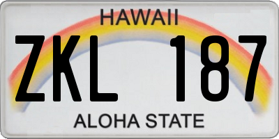 HI license plate ZKL187