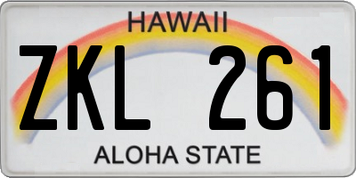 HI license plate ZKL261