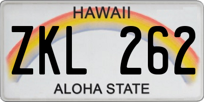 HI license plate ZKL262