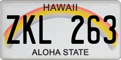 HI license plate ZKL263
