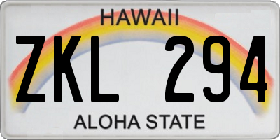 HI license plate ZKL294