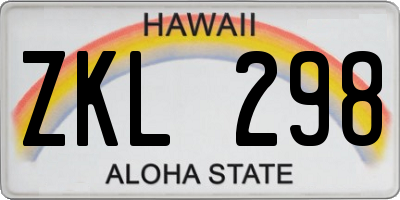 HI license plate ZKL298