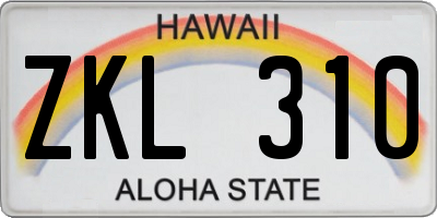 HI license plate ZKL310