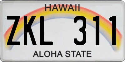 HI license plate ZKL311