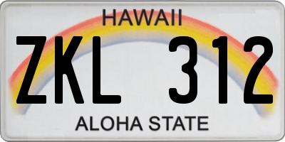 HI license plate ZKL312