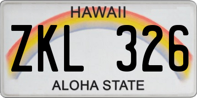 HI license plate ZKL326