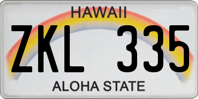 HI license plate ZKL335