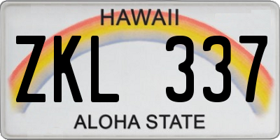 HI license plate ZKL337