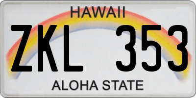 HI license plate ZKL353