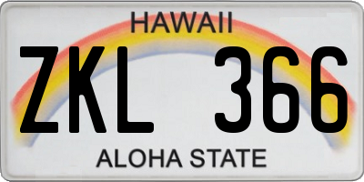HI license plate ZKL366