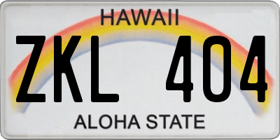 HI license plate ZKL404