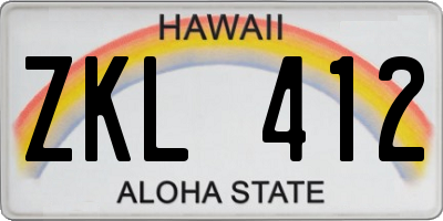 HI license plate ZKL412