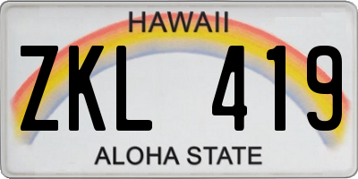 HI license plate ZKL419