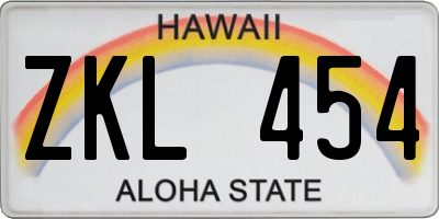 HI license plate ZKL454