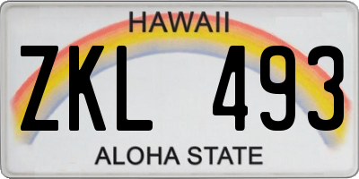HI license plate ZKL493