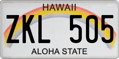 HI license plate ZKL505