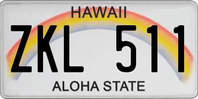 HI license plate ZKL511