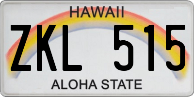 HI license plate ZKL515
