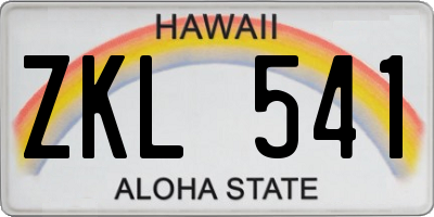 HI license plate ZKL541