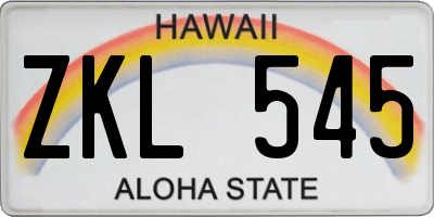 HI license plate ZKL545