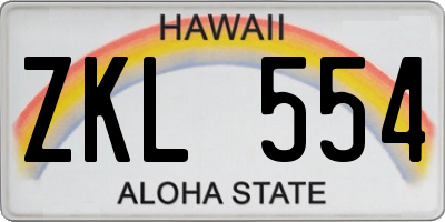 HI license plate ZKL554
