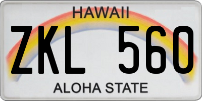 HI license plate ZKL560