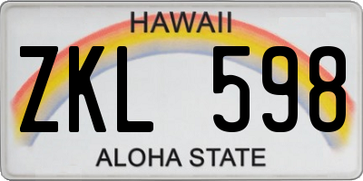 HI license plate ZKL598